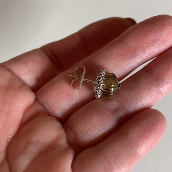 LAGOS S/S caviar forever olive quartz 10 mm watermelon bead stud earrings - Picture 8 of 8